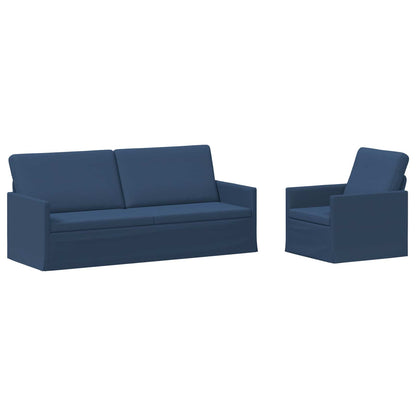 Sofa Set 2 pcs Blue Fabric