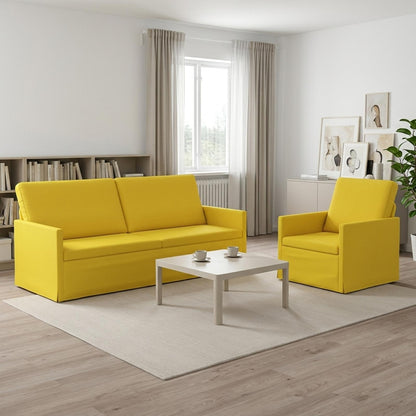 Sofa Set 2 pcs Light Yellow Fabric