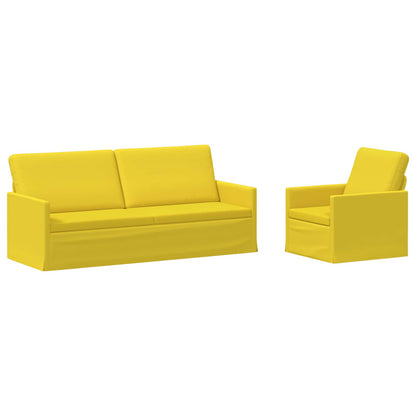 Sofa Set 2 pcs Light Yellow Fabric