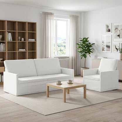 Sofa Set 2 pcs White Fabric