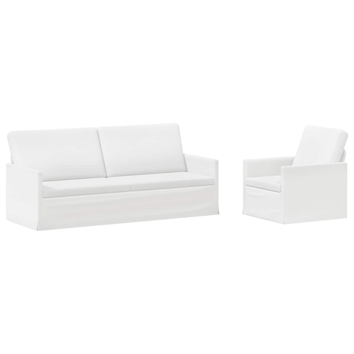 Sofa Set 2 pcs White Fabric