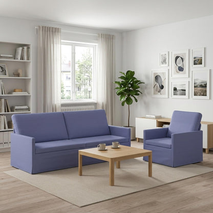 Sofa Set 2 pcs Jeans Blue Fabric