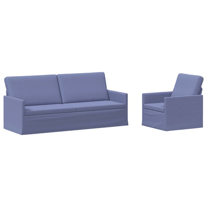 Sofa Set 2 pcs Jeans Blue Fabric