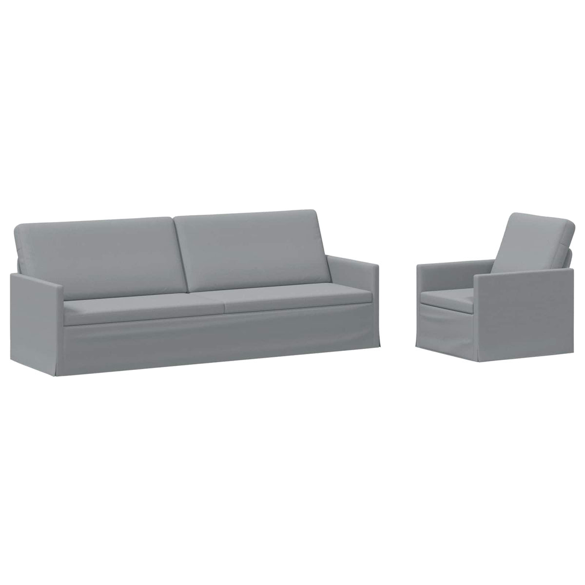 Sofa Set 2 pcs Light Grey Fabric