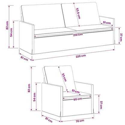 Sofa Set 2 pcs Light Grey Fabric