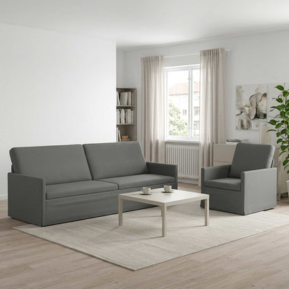 Sofa Set 2 pcs Dark Grey Fabric