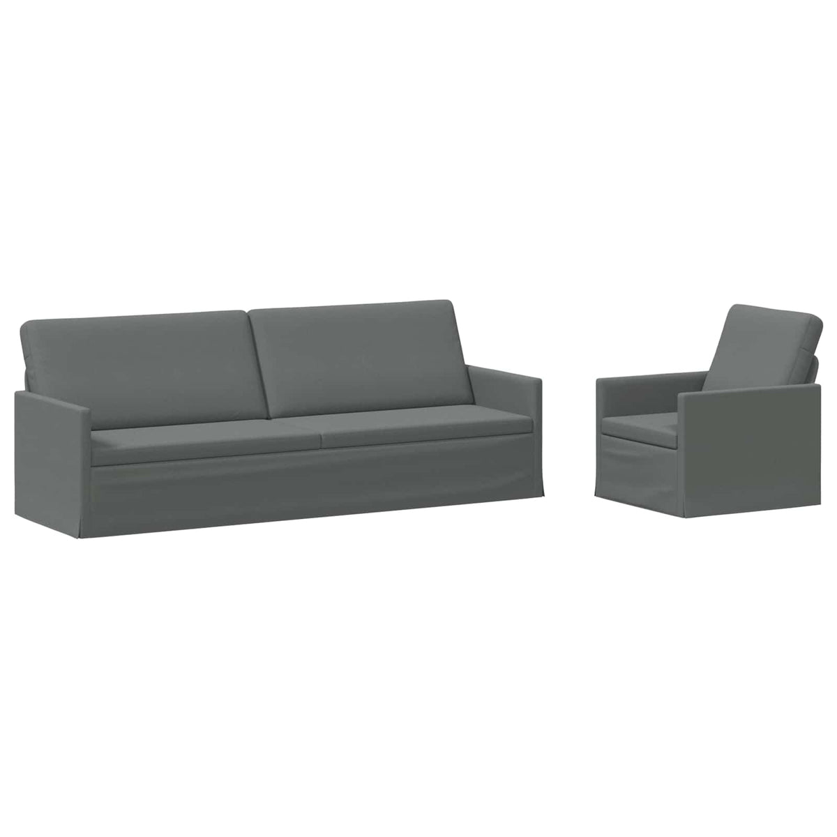Sofa Set 2 pcs Dark Grey Fabric