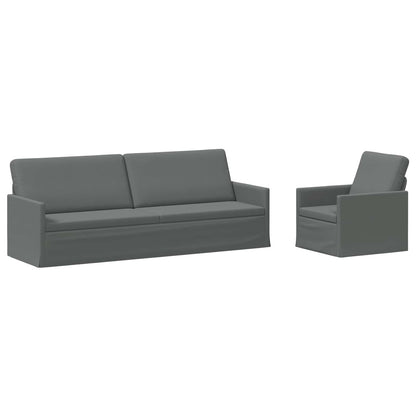 Sofa Set 2 pcs Dark Grey Fabric