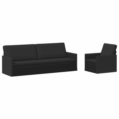 Sofa Set 2 pcs Black Fabric