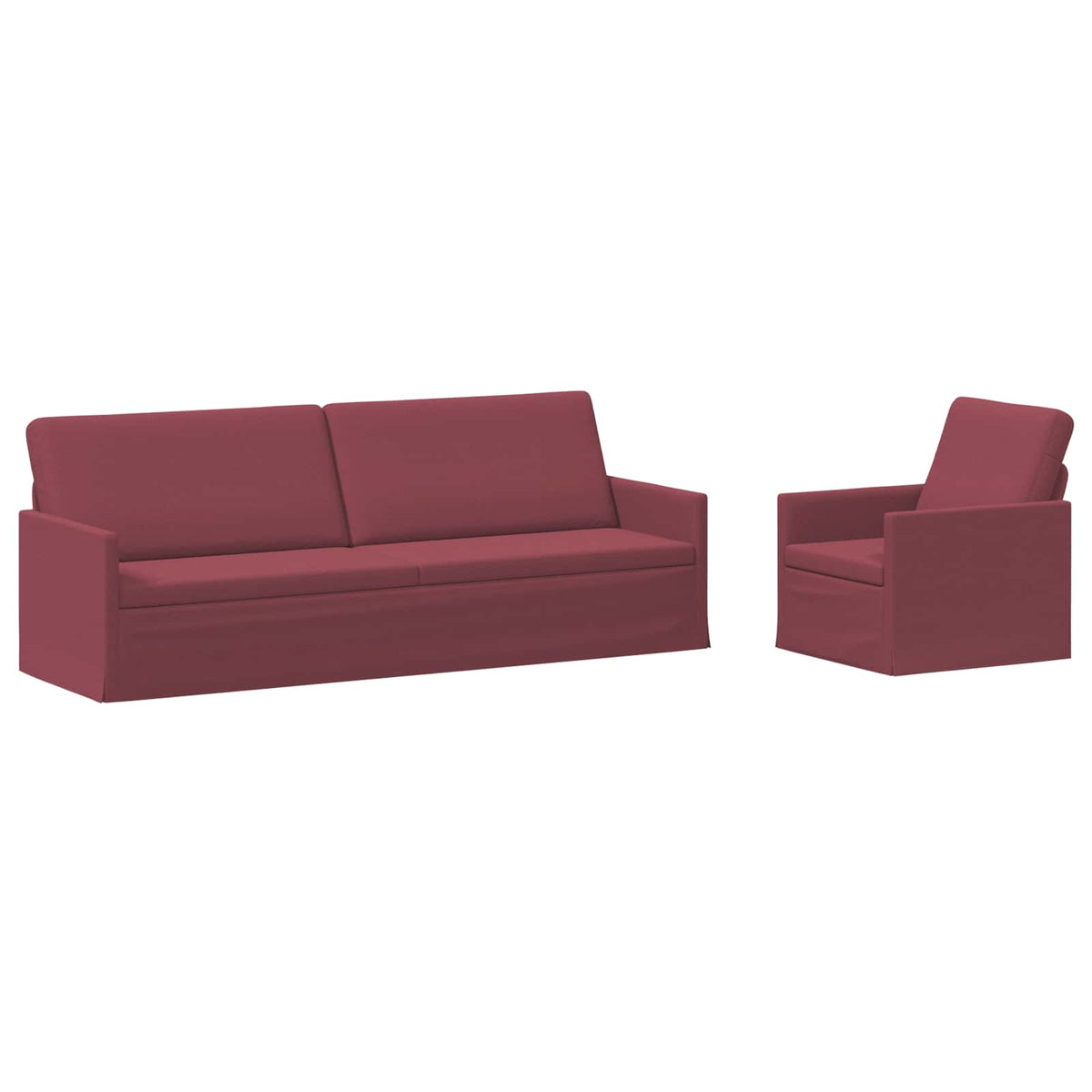 Sofa Set 2 pcs Wine Red Fabric