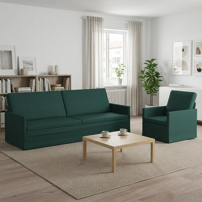 Sofa Set 2 pcs Dark Green Fabric