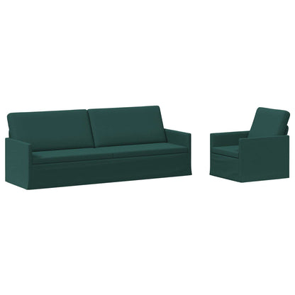Sofa Set 2 pcs Dark Green Fabric