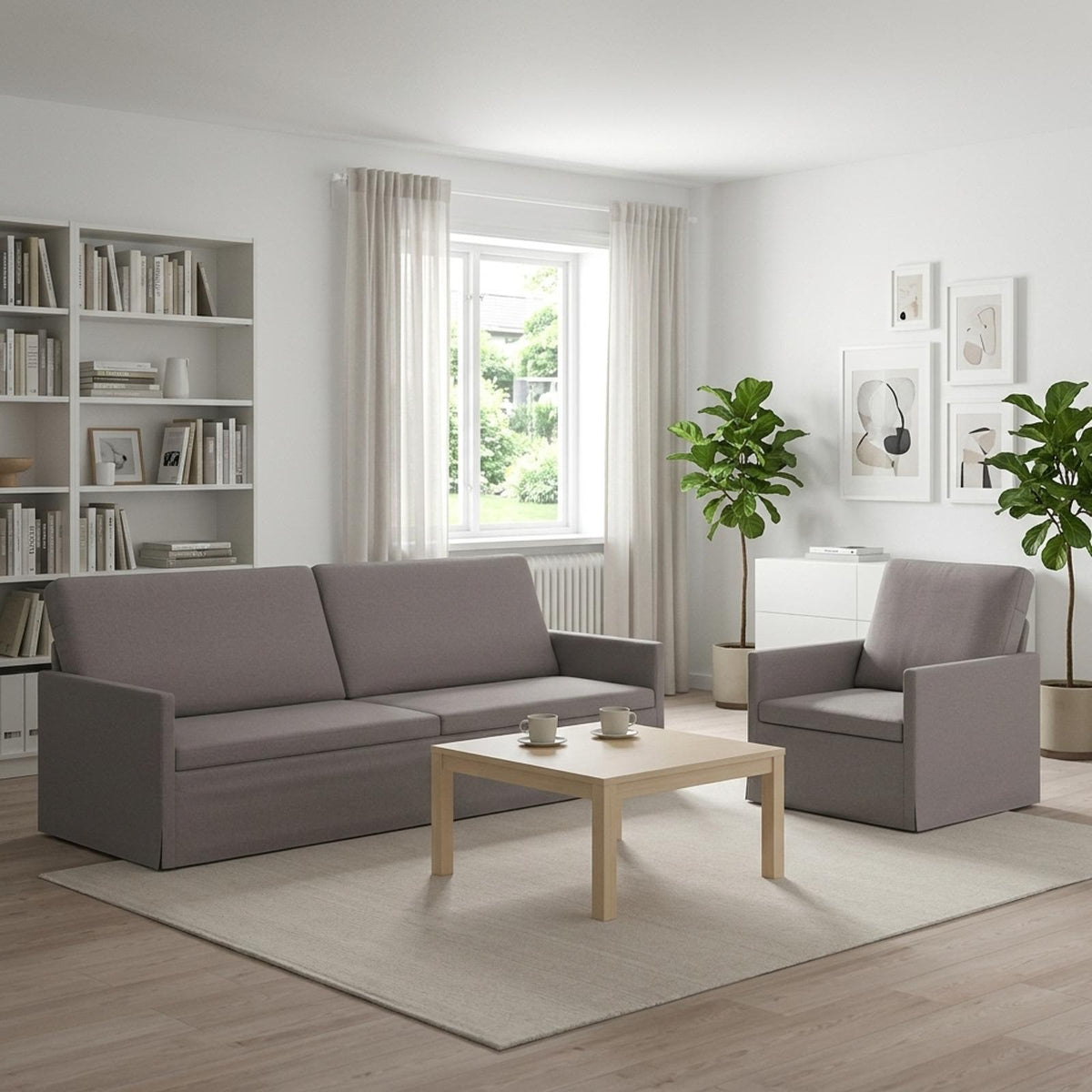 Sofa Set 2 pcs Taupe Fabric