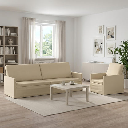 Sofa Set 2 pcs Cream Fabric