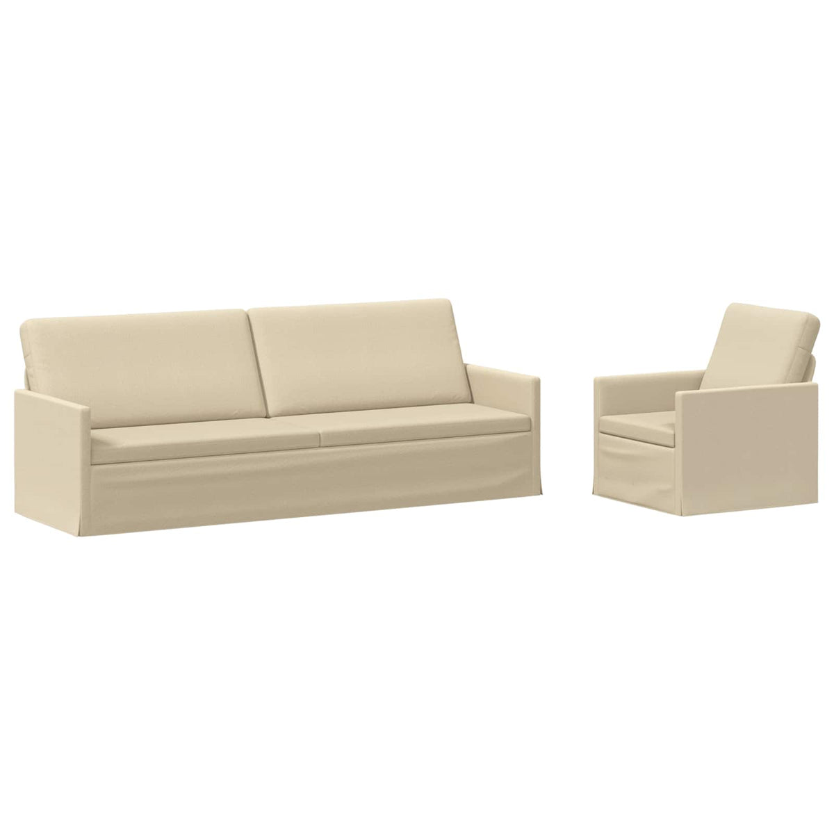 Sofa Set 2 pcs Cream Fabric