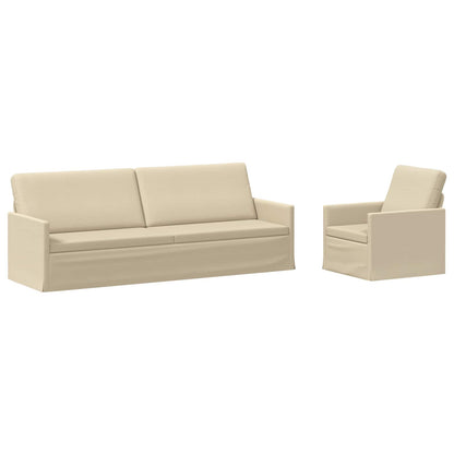Sofa Set 2 pcs Cream Fabric