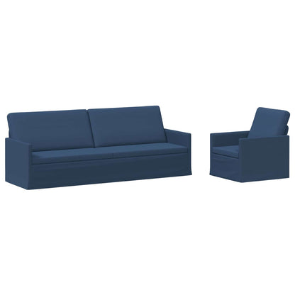 Sofa Set 2 pcs Blue Fabric