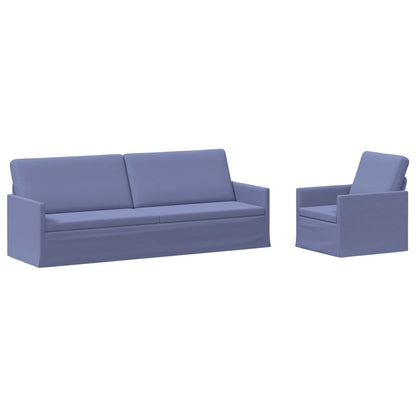 Sofa Set 2 pcs Jeans Blue Fabric