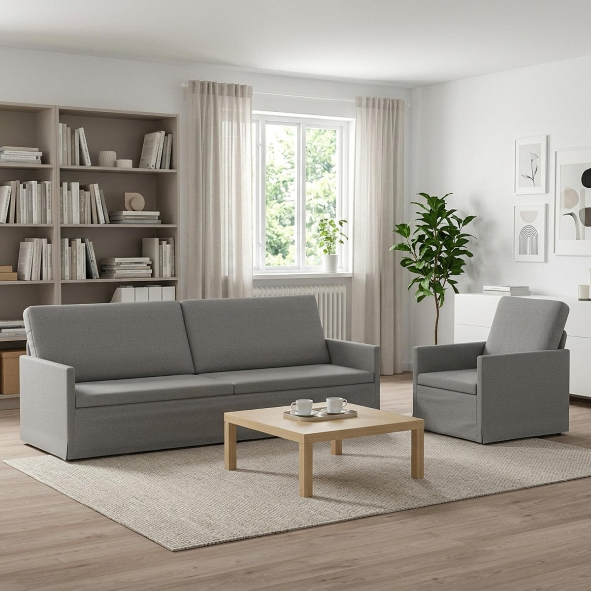 Sofa Set 2 pcs Cloud Grey Fabric