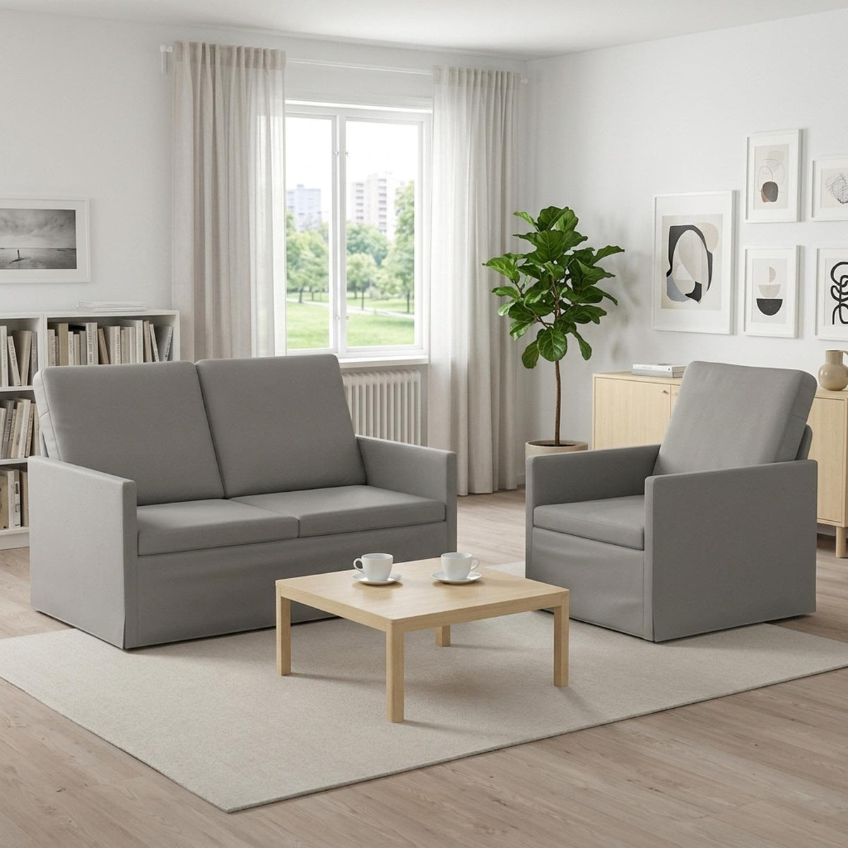 Sofa Set 2 pcs Light Grey Velvet