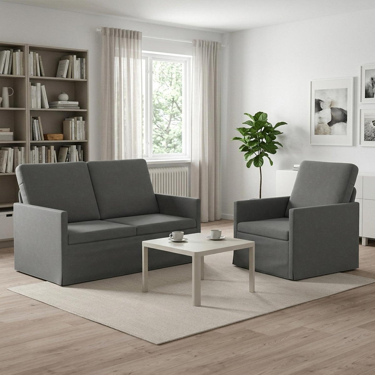 Sofa Set 2 pcs Dark Grey Velvet