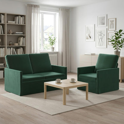 Sofa Set 2 pcs Dark Green Velvet