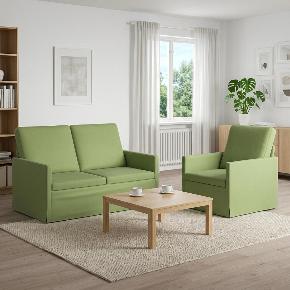 Sofa Set 2 pcs Light Green Velvet