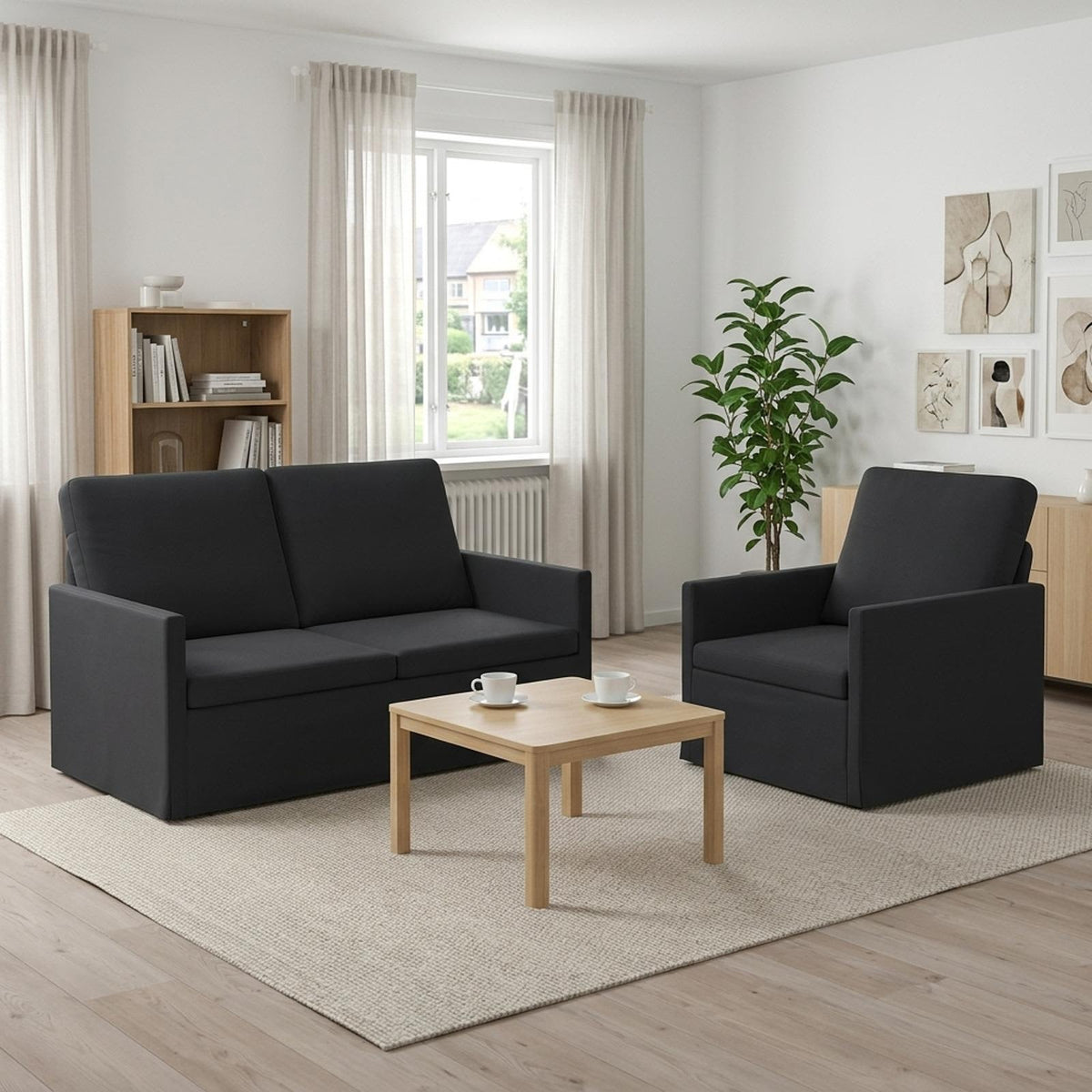 Sofa Set 2 pcs Black Velvet