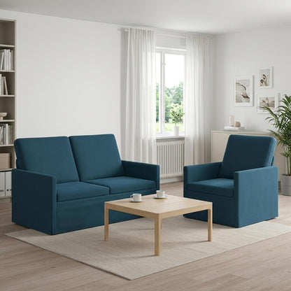 Sofa Set 2 pcs Blue Velvet