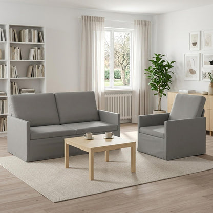 Sofa Set 2 pcs Light Grey Velvet