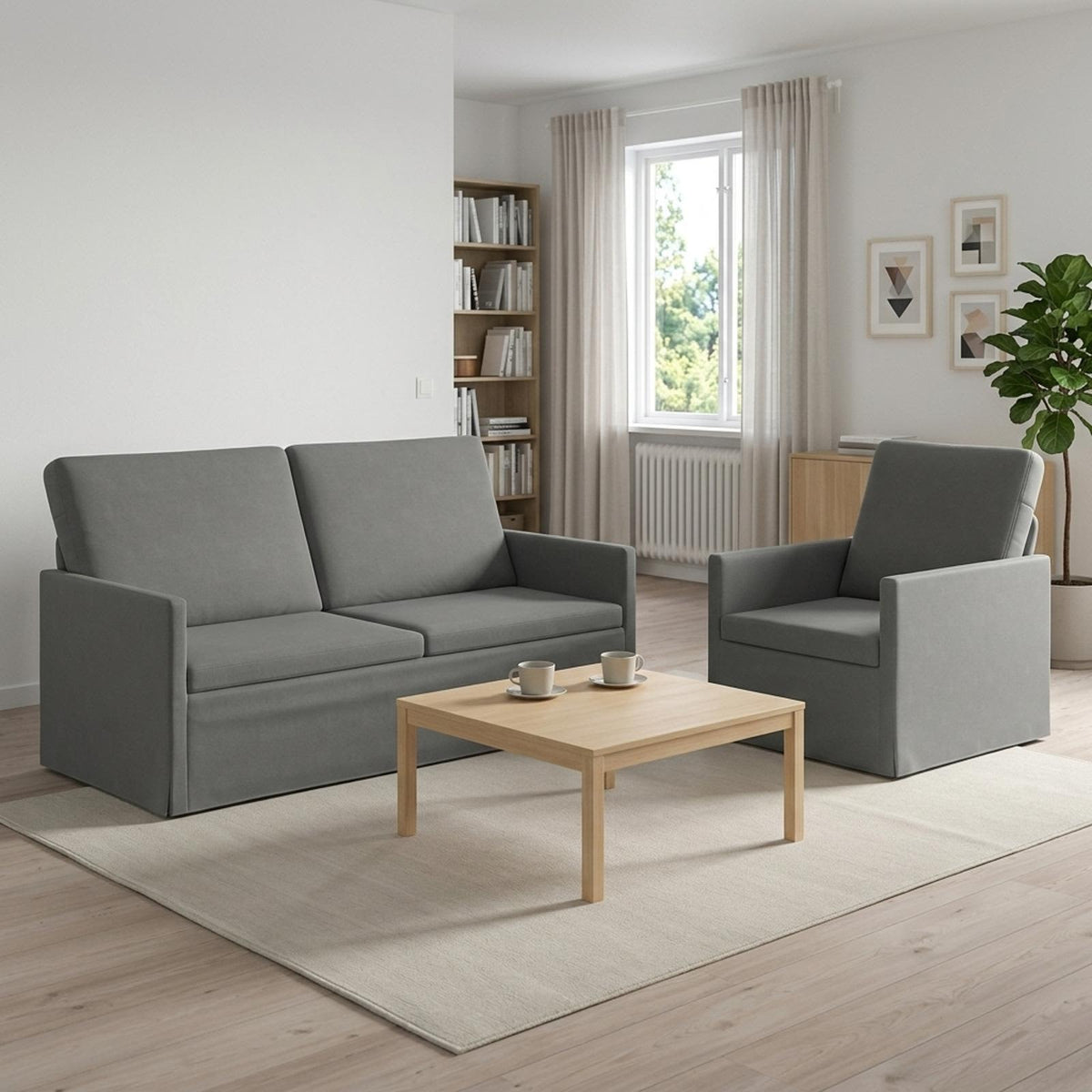 Sofa Set 2 pcs Dark Grey Velvet
