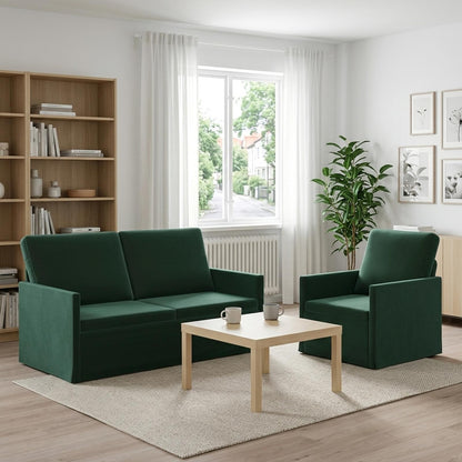 Sofa Set 2 pcs Dark Green Velvet