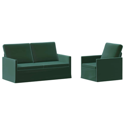 Sofa Set 2 pcs Dark Green Velvet