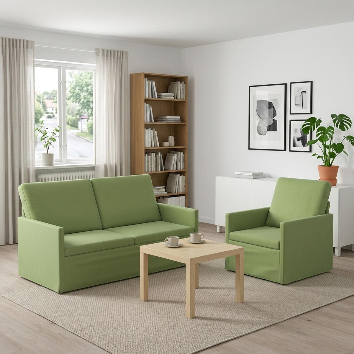 Sofa Set 2 pcs Light Green Velvet