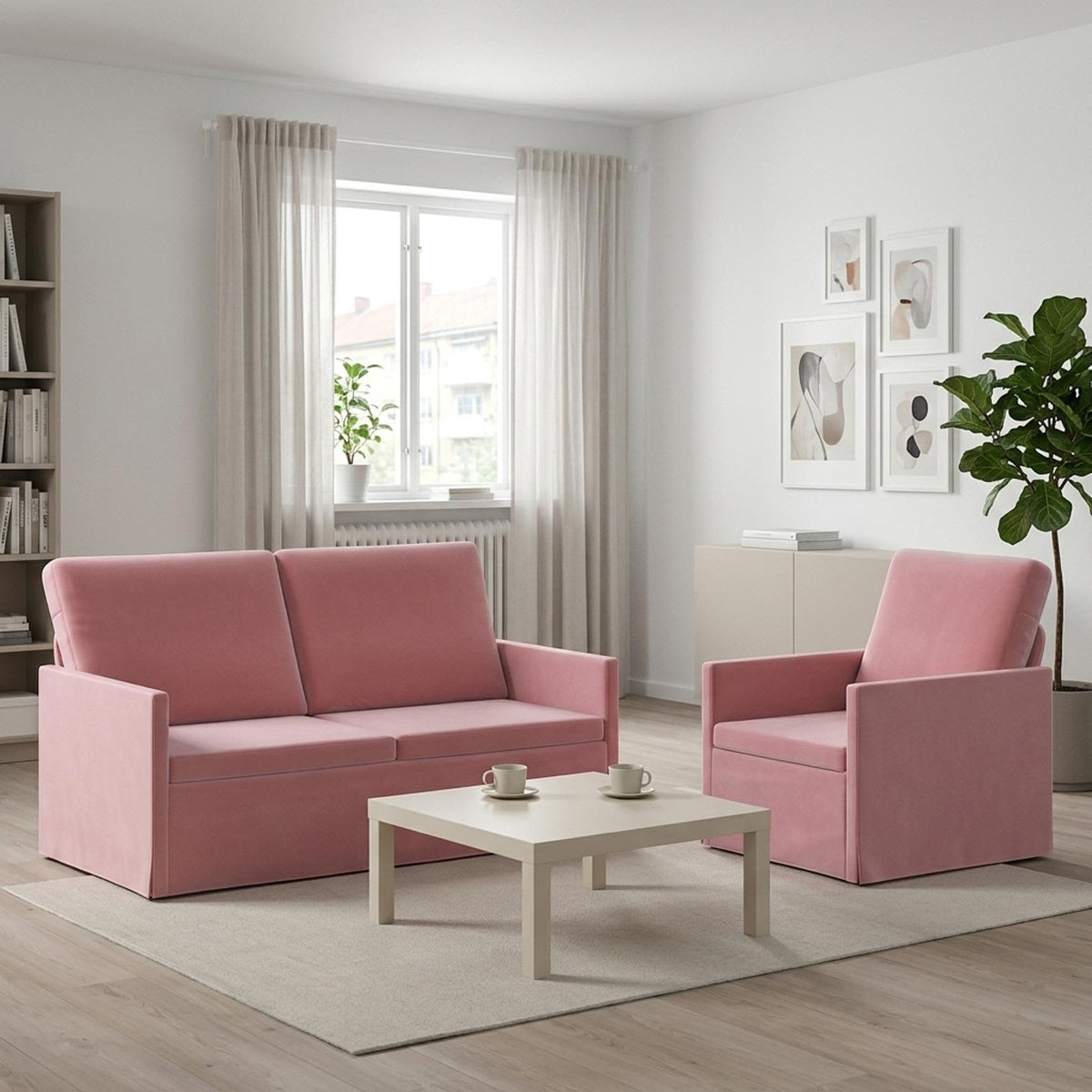 Sofa Set 2 pcs Pink Velvet