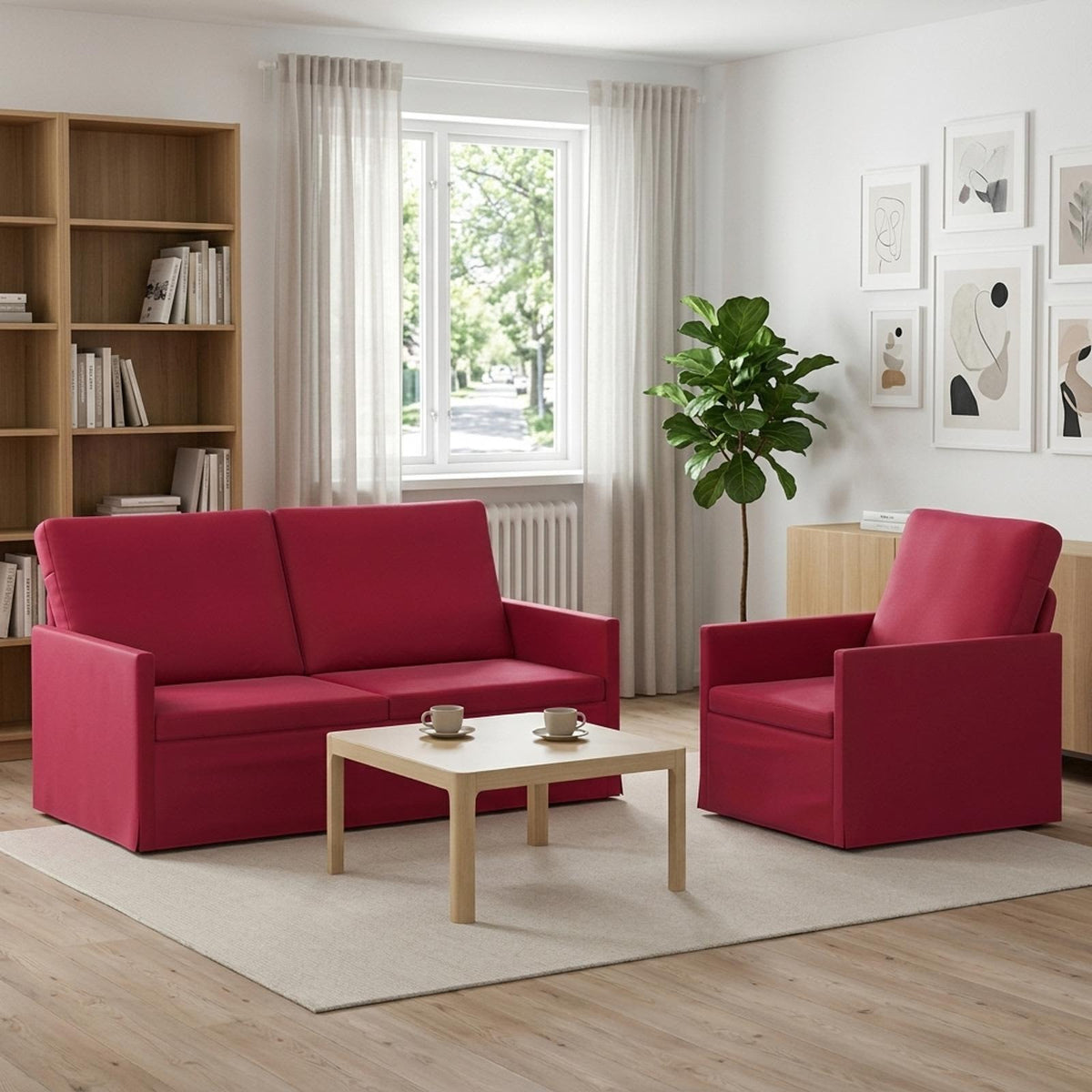Sofa Set 2 pcs Wine Red Velvet