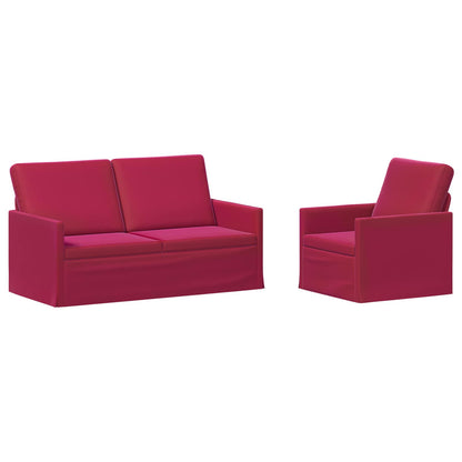 Sofa Set 2 pcs Wine Red Velvet