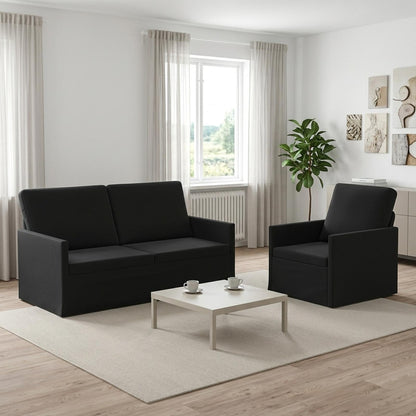 Sofa Set 2 pcs Black Velvet