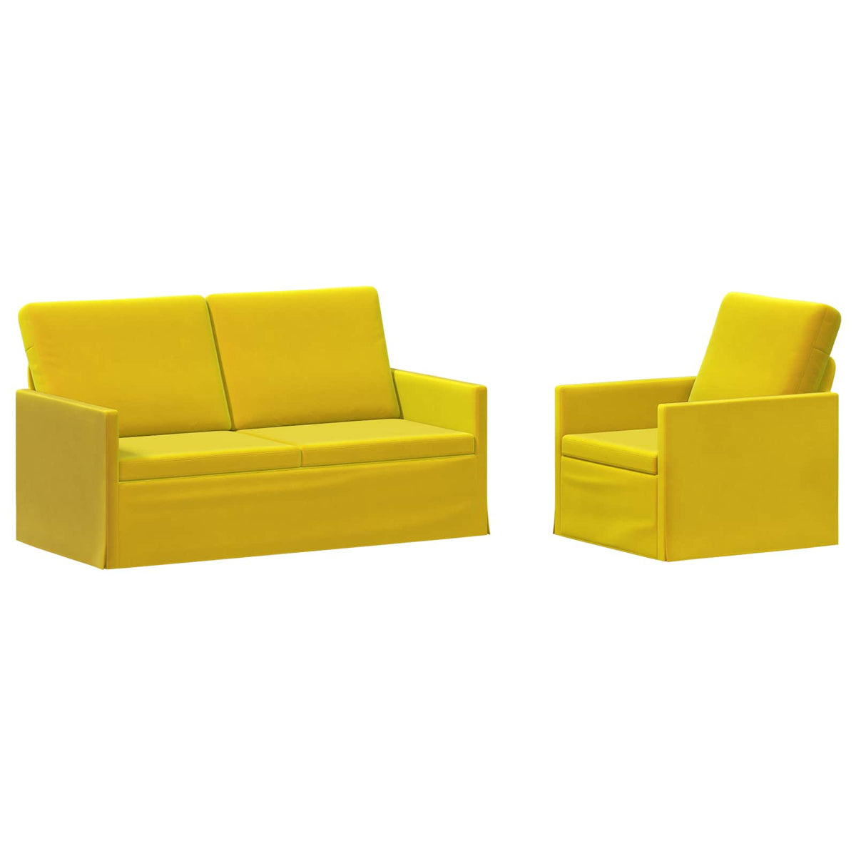 Sofa Set 2 pcs Yellow Velvet
