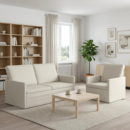 Sofa Set 2 pcs Cream Velvet