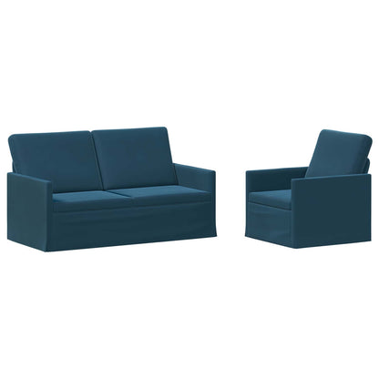 Sofa Set 2 pcs Blue Velvet