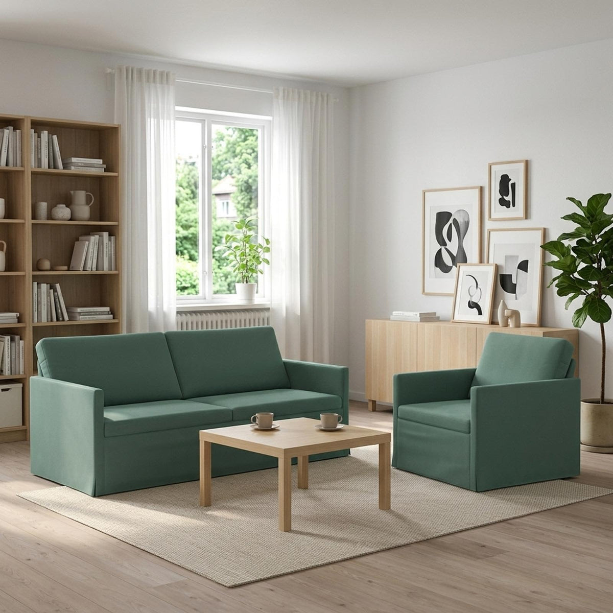 Sofa Set 2 pcs Sea Green Velvet