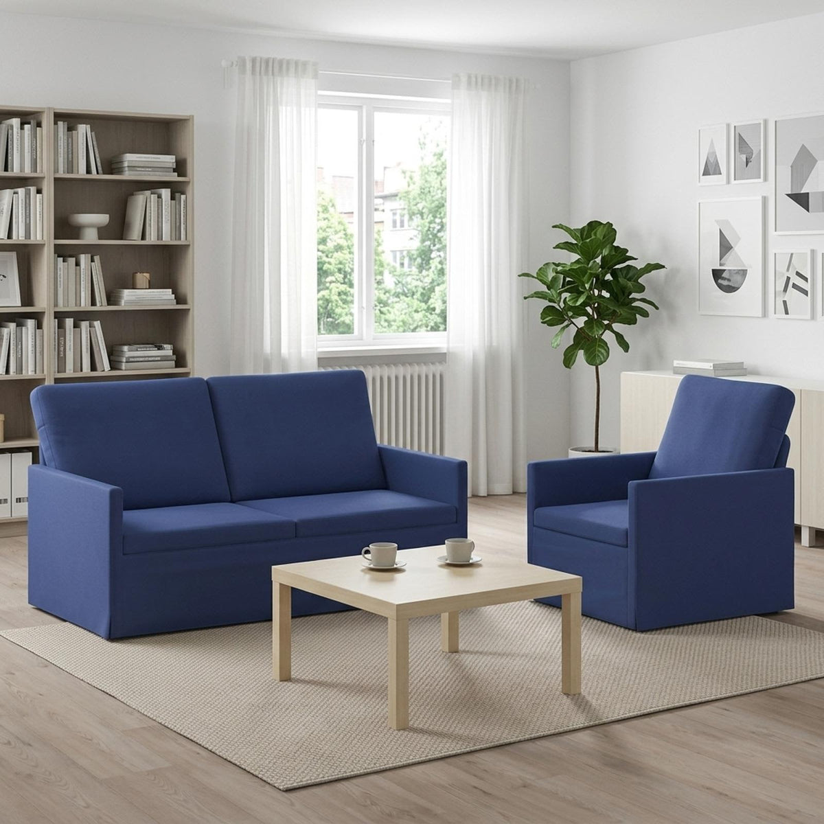Sofa Set 2 pcs Police Blue Velvet