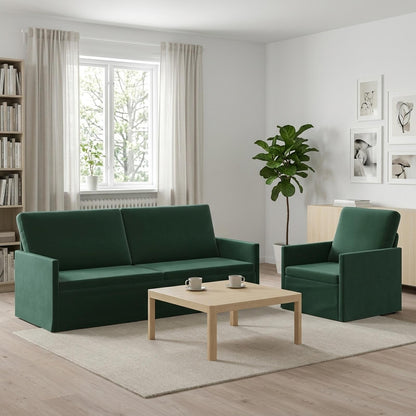 Sofa Set 2 pcs Dark Green Velvet