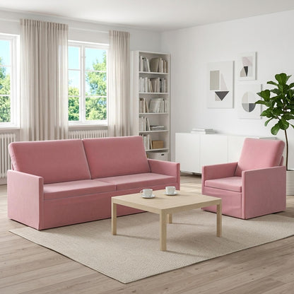 Sofa Set 2 pcs Pink Velvet
