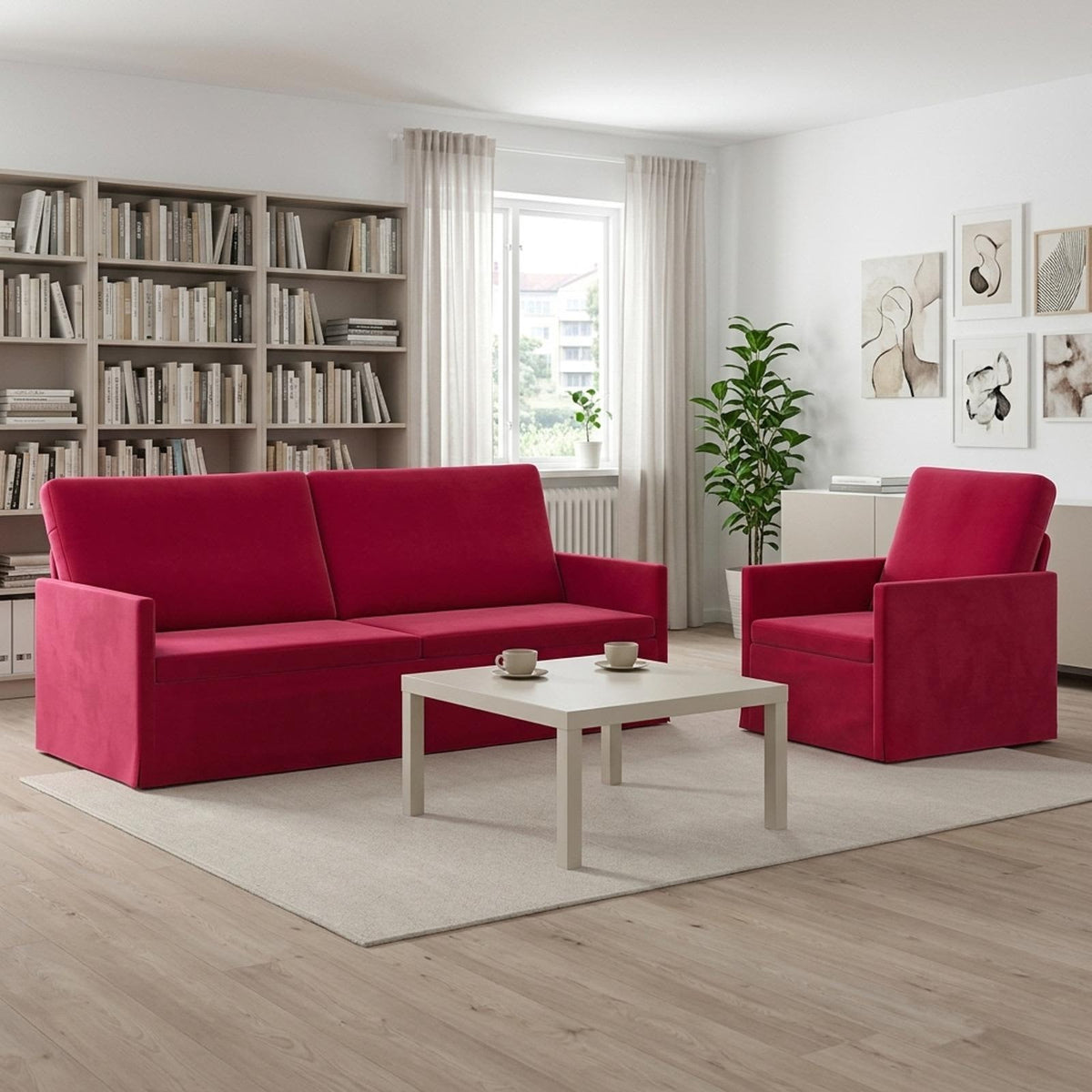 Sofa Set 2 pcs Wine Red Velvet