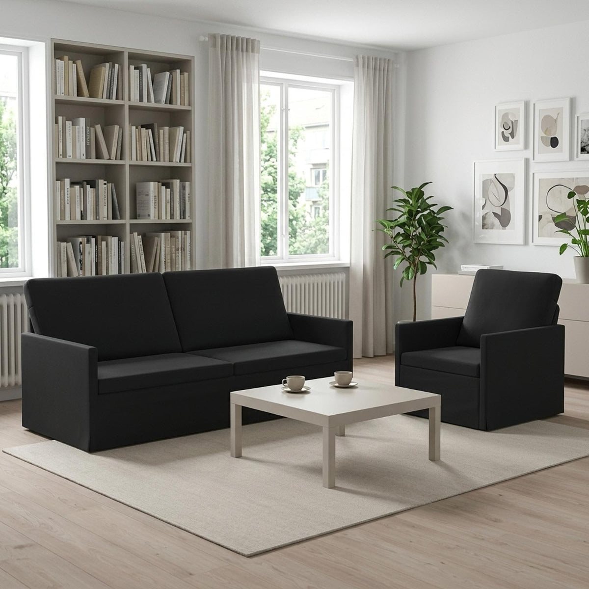 Sofa Set 2 pcs Black Velvet