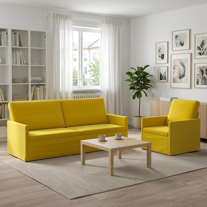 Sofa Set 2 pcs Yellow Velvet