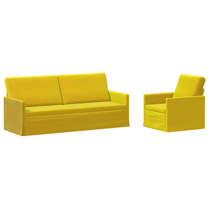 Sofa Set 2 pcs Yellow Velvet