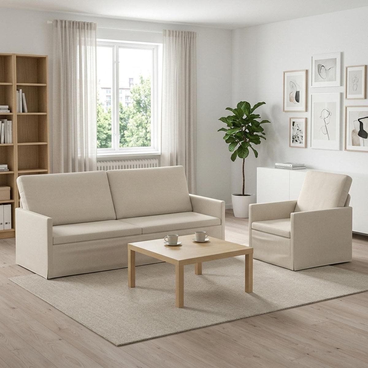 Sofa Set 2 pcs Cream Velvet